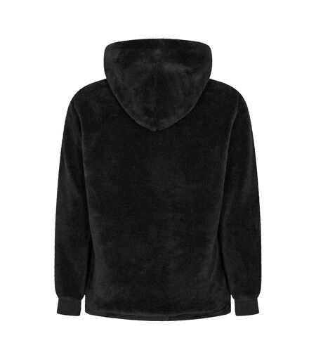 Mens Sherpa Half Zip Relaxed Fit Hoodie Black MKI MIYUKI ZOKU