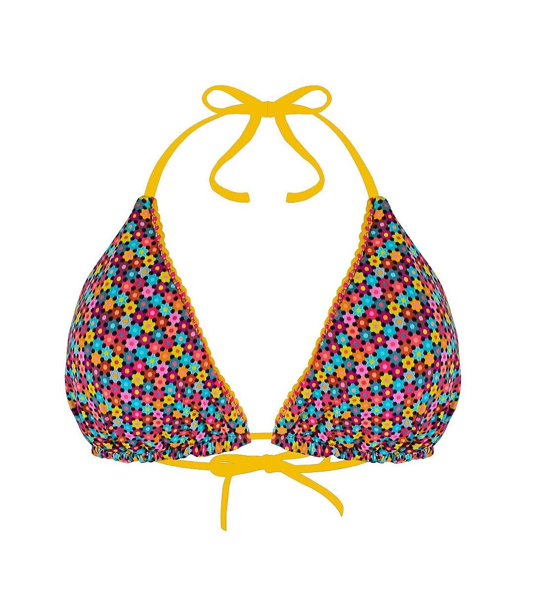 Haut de maillot de bain fleurs ficelle grain de sable réversible-1