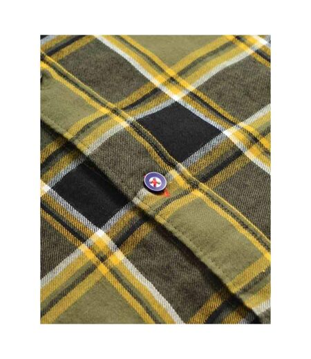 Chemise Manches Longues Motif/style À Carreaux Homme Vert Kaki Noir Jaune Or Lambretta