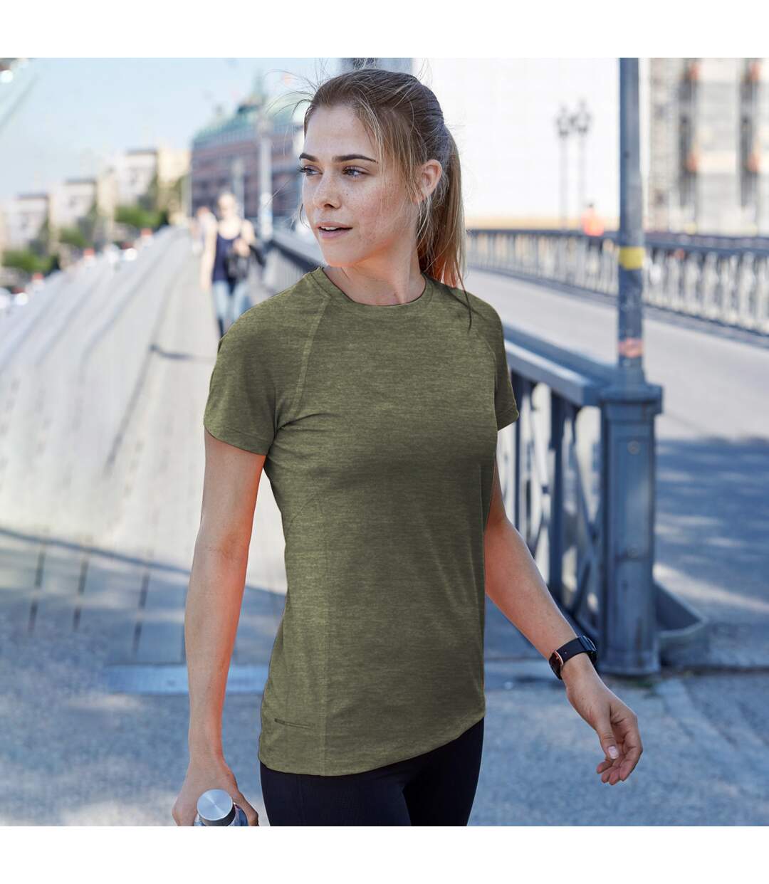 T-shirt de sport femme olive chiné Tee Jays