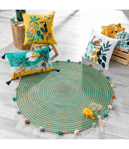Tapis Enfant à Pompons Déco Baloo 90cm Vert