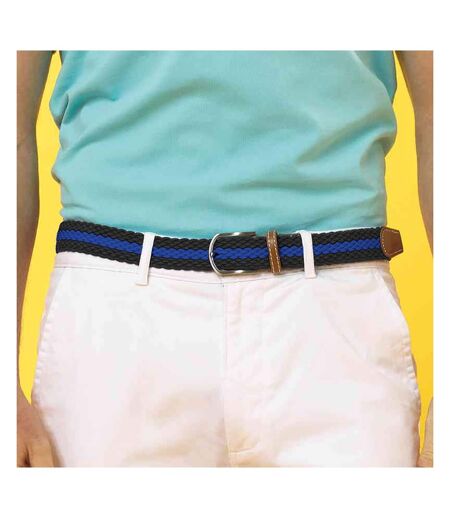 Asquith & Fox Mens Two Colour Stripe Braid Stretch Belt (Black/Royal) - UTRW5539