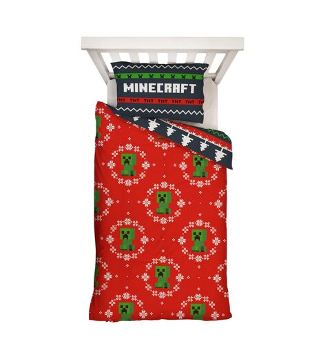 Pixel Christmas Reversible Duvet Set Multicoloured Minecraft