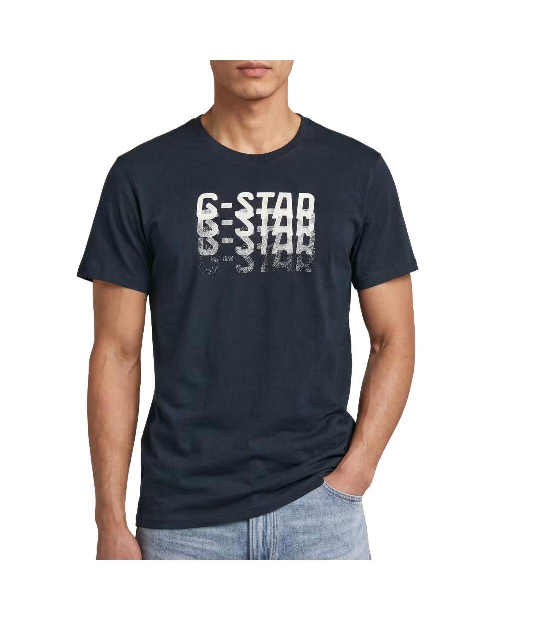 T-Shirt marine homme g-star raw faded-1
