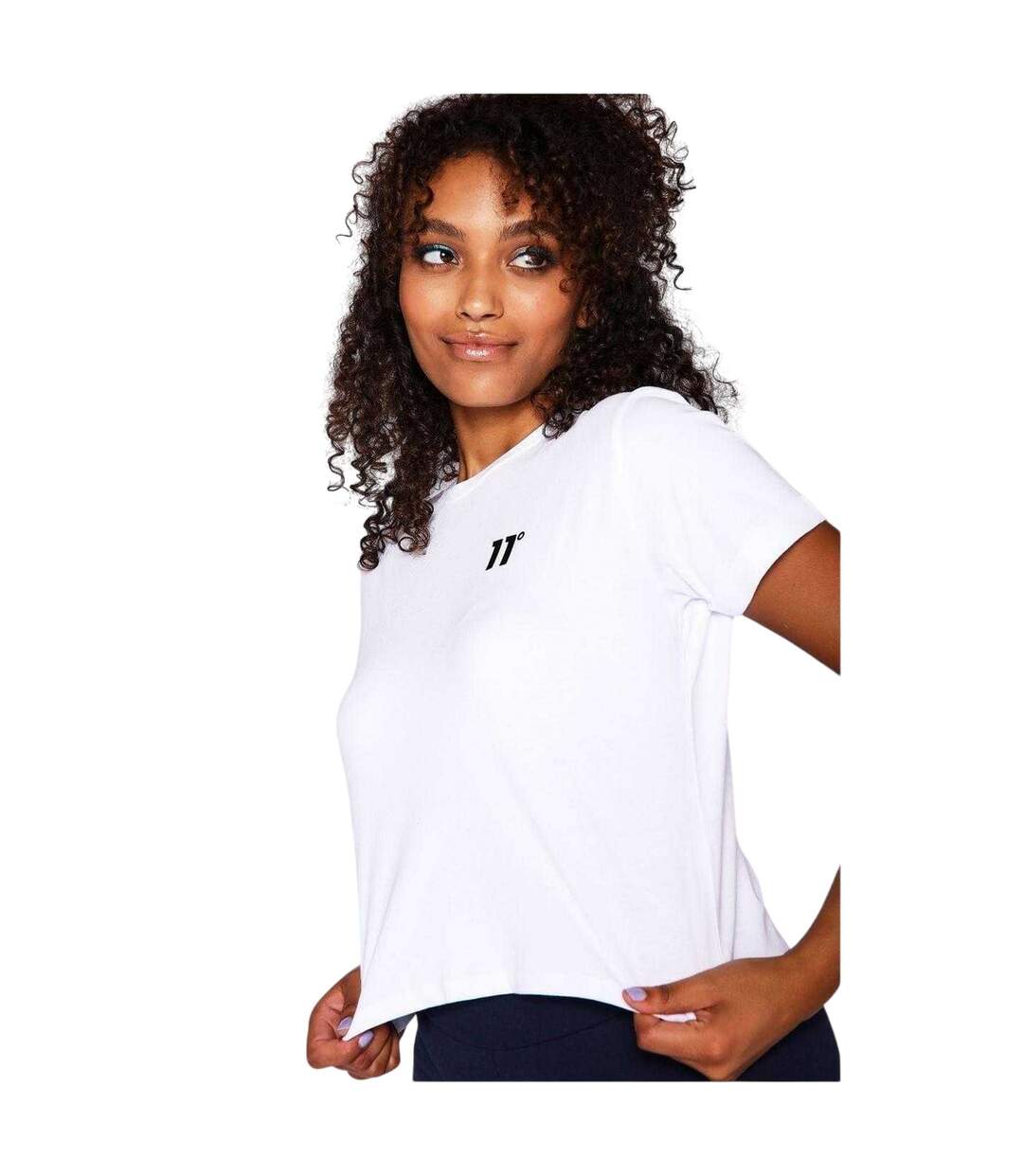 Womens/ladies Logo Crop T-shirt White 11 Degrees-1