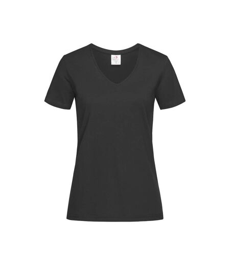 T-shirt Col V Femme Noir Stedman