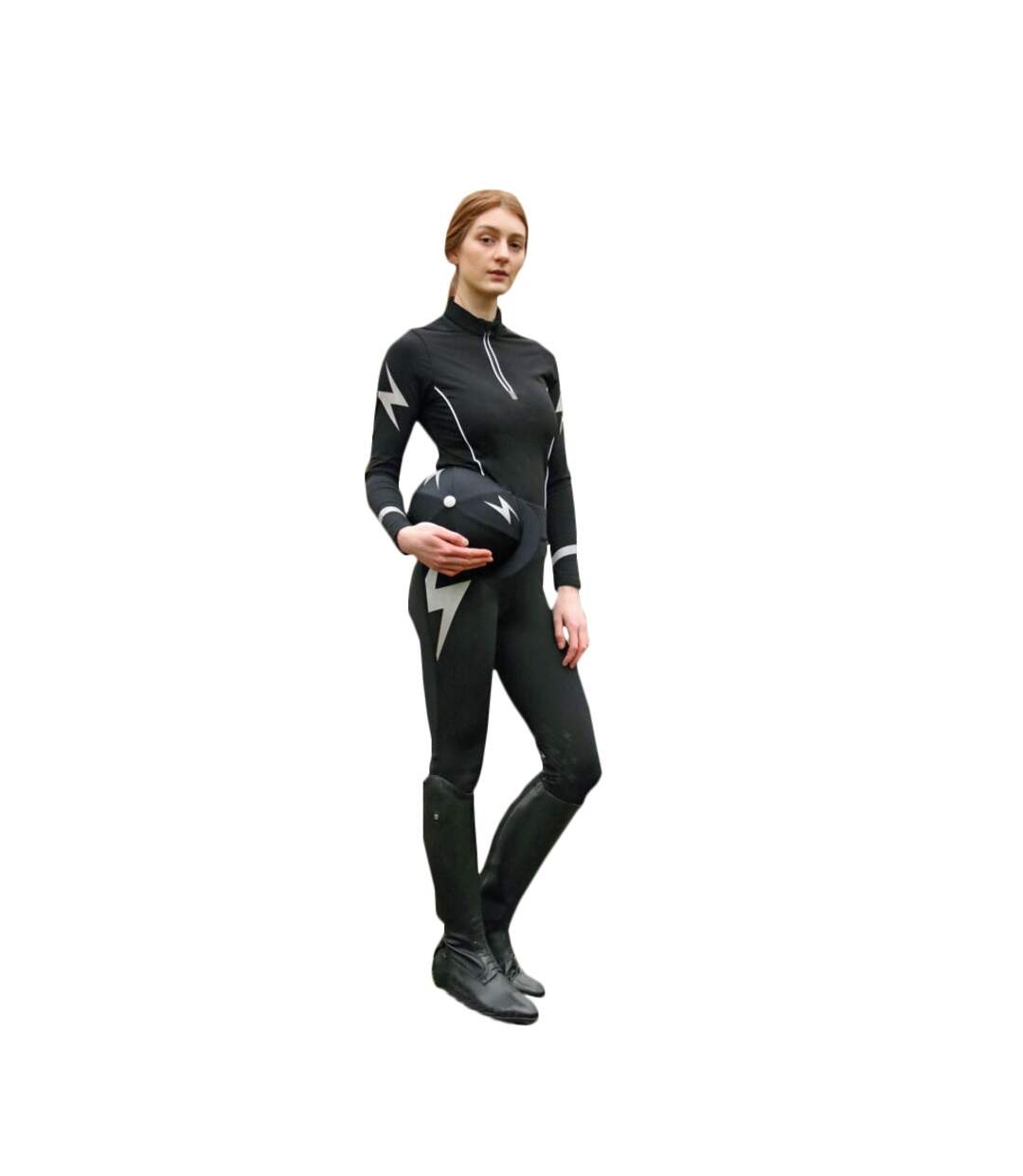Womens/ladies Silva Flash Horse Riding Tights Black Silver Reflective Hy-1