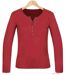 MAYFLOWER NOVICE3 – Tee-shirt manches longues rouge col tunisien satin pour un look dynamique et raffiné-2