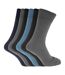 Mens 100% Cotton Ribbed Classic Socks (Pack Of 6) (Black/Grey/Blue) - UTMB144