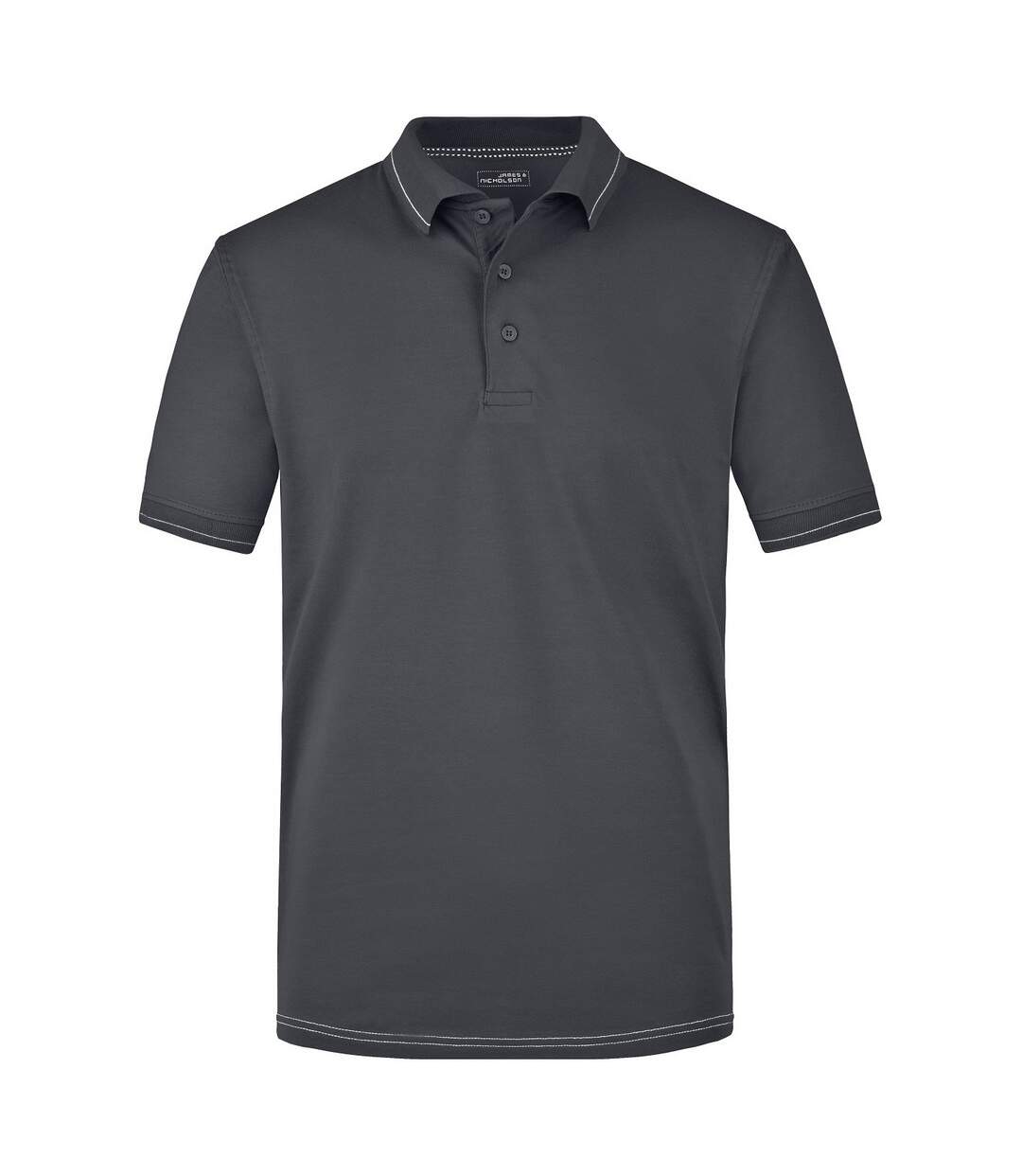 Polo Homme Graphite Blanc Uni James And Nicholson-1