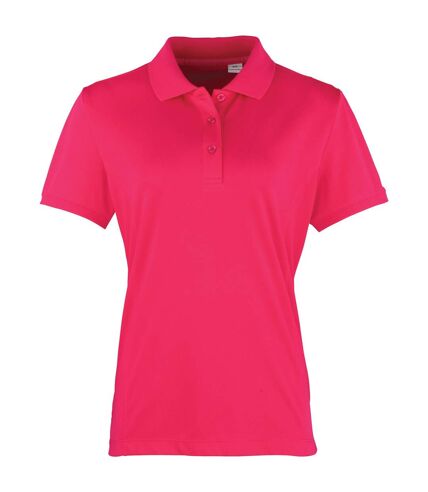 Premier Womens/Ladies Coolchecker Short Sleeve Pique Polo T-Shirt (Hot Pink)