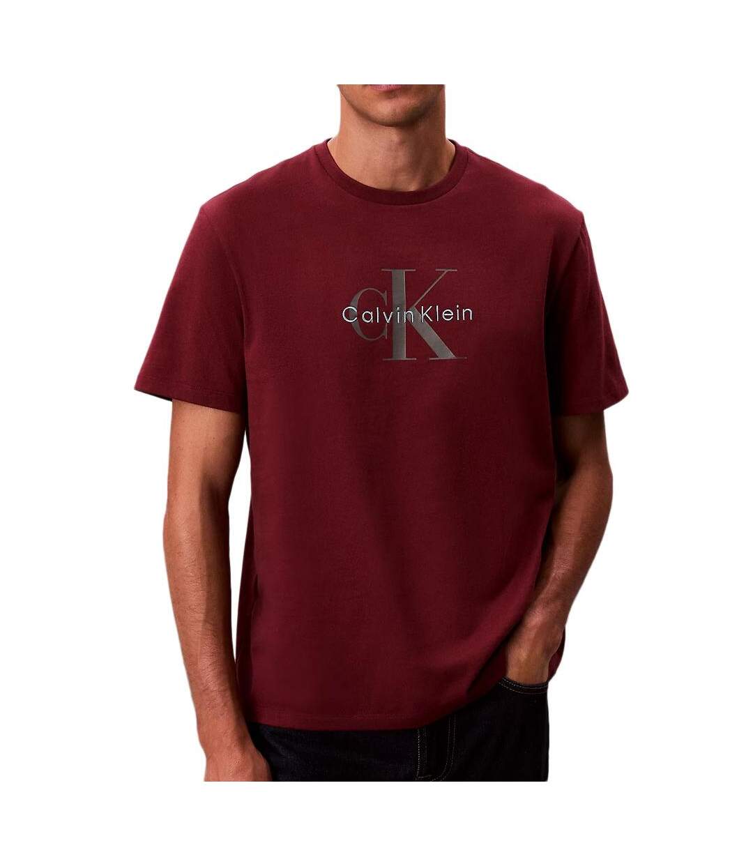 T-Shirt bordeaux homme calvin klein jeans hero lv04rb862g-1