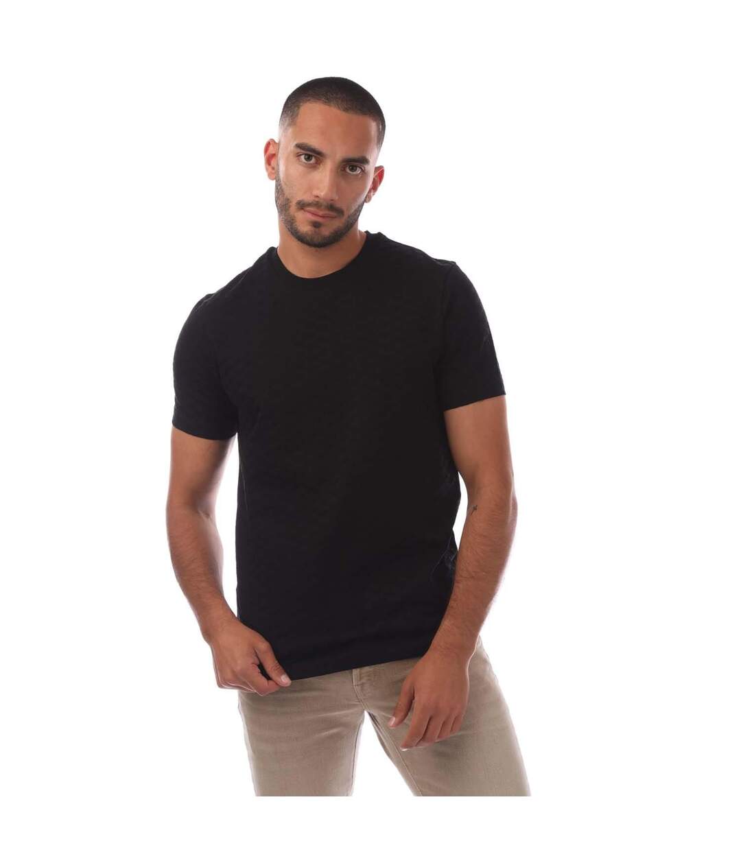 Mens Eagle Jacquard All-over Print T-shirt Black Emporio Armani-2