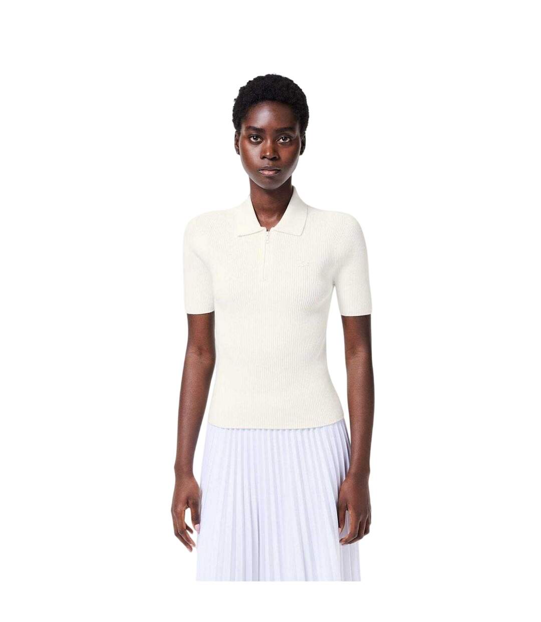 Polo Motif/style Tricoté Femme Blanc Lacoste-2