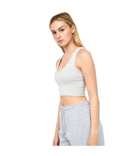 Womens/ladies mazey cropped vest top grey marl Juice