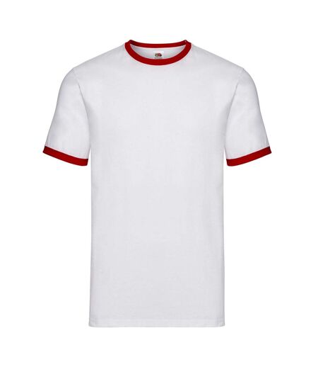 Fruit of the Loom Mens Ringer T-Shirt (White/Red)