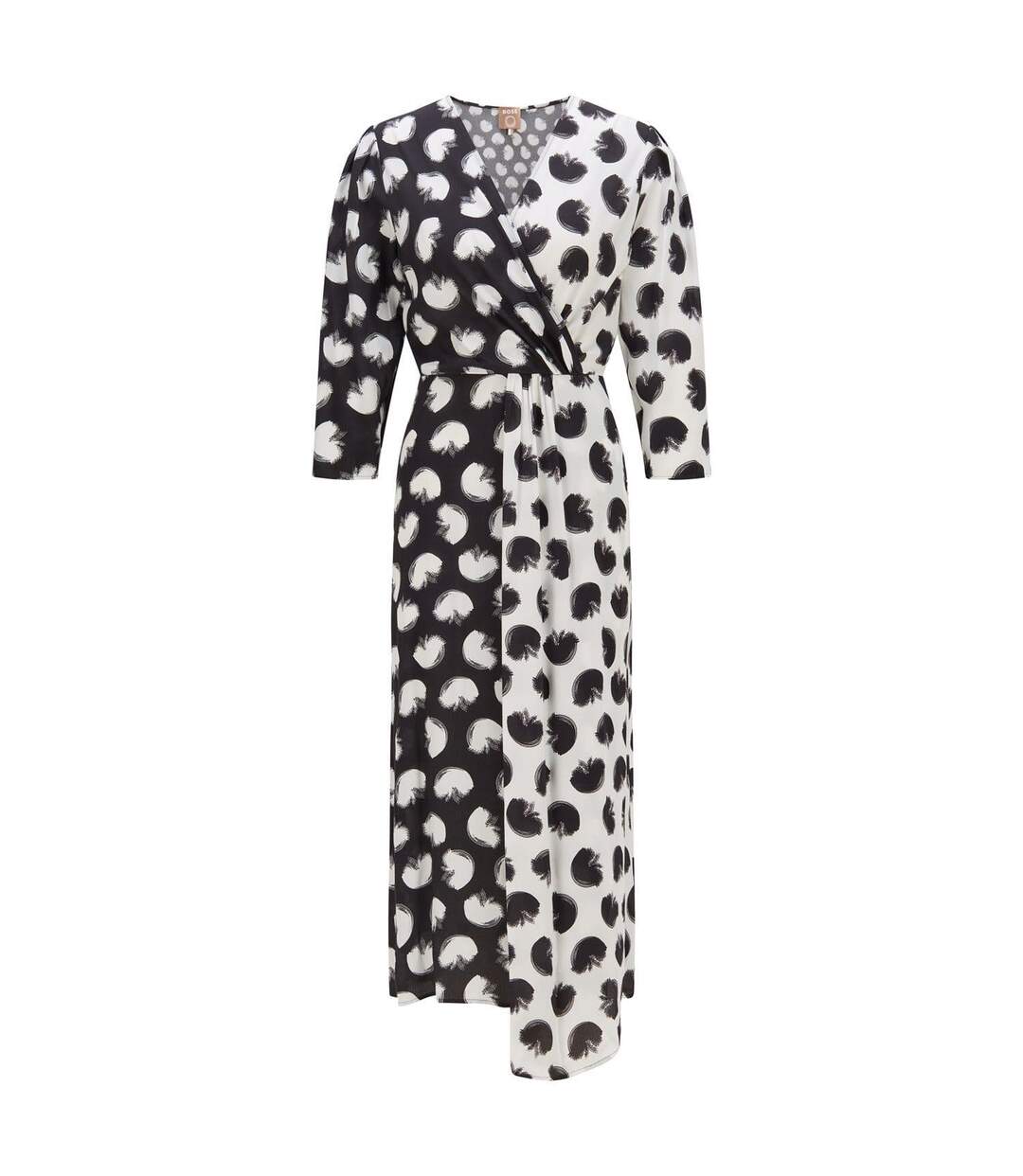 Womens/ladies Danotta Wrap Dress Black White Hugo Boss-1