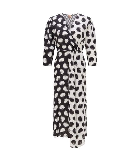 Womens/ladies Danotta Wrap Dress Black White Hugo Boss