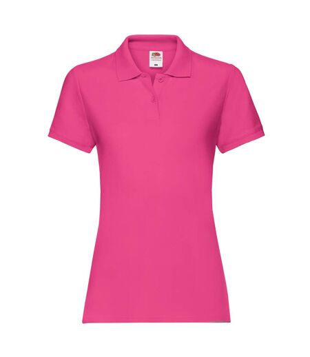 Womens/ladies Premium Polo Shirt Fuchsia Fruit Of The Loom