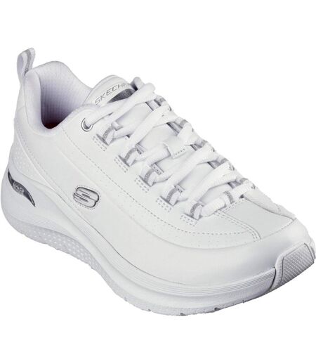 Womens/ladies arch fit 2.0 star bound leather trainers white/silver Skechers