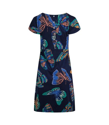 Womens/ladies tallahassee butterflies organic dress dark blue Weird Fish
