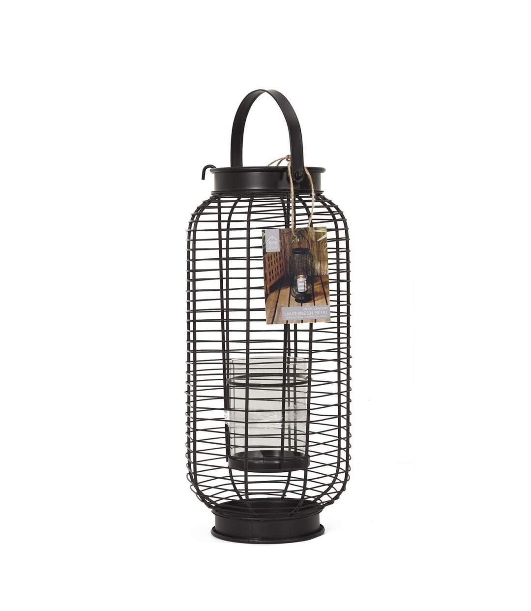Lanterne en Métal Filaire 42cm Noir-5