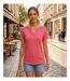 Tee-shirt femme MAYFLOWER TEEF4011A rose : la légèreté du coton flammé au style romantique-5