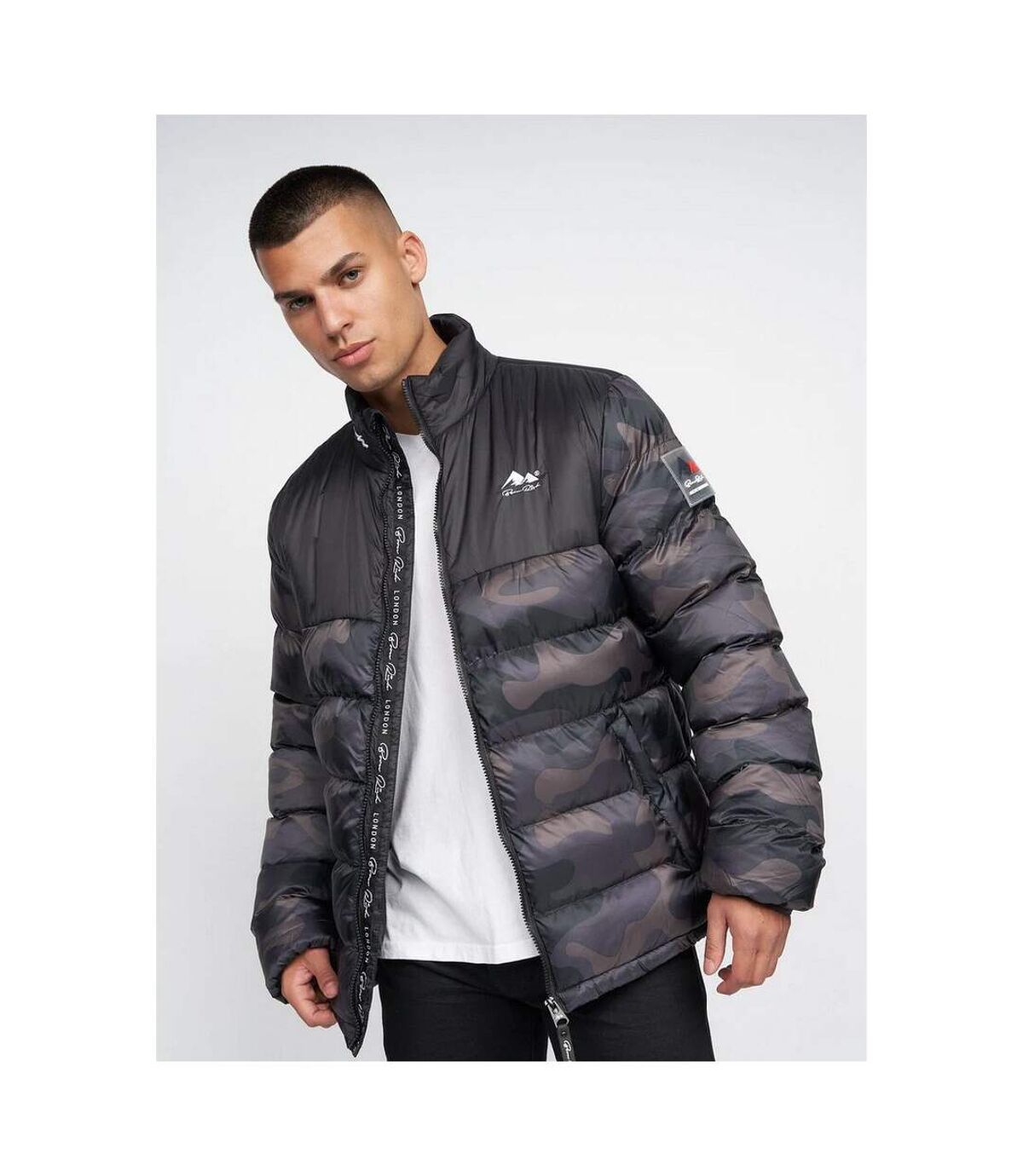 Born Rich Mens Carlito Camo Oversized Padded Jacket (Black)