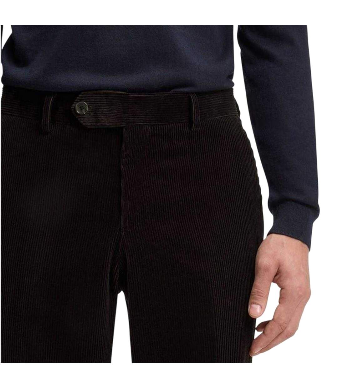Mens Beckham Striped Pleat Front Trousers Brown Boss-4
