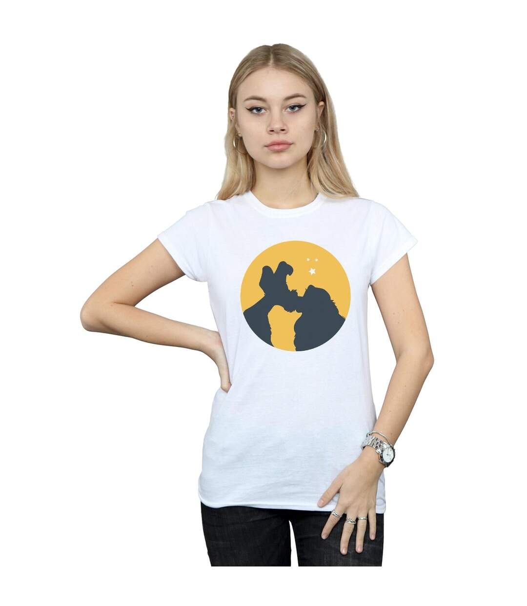 Disney - T-shirt LADY AND THE TRAMP MOONLIGHT KISS - Femme (Blanc) - UTBI16183-2
