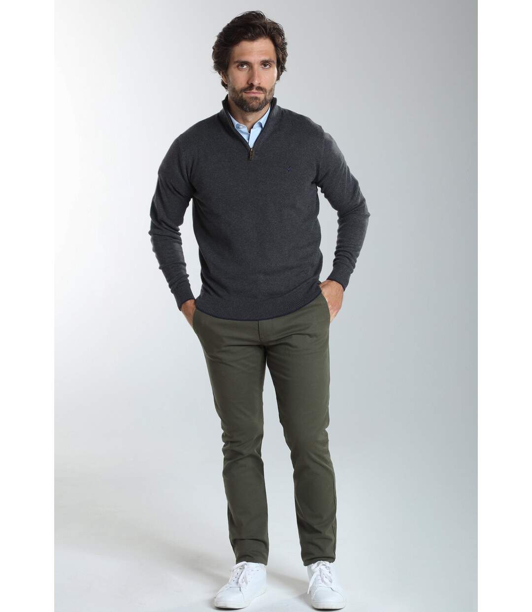 Pull col camionneur  en coton MAXIME-5