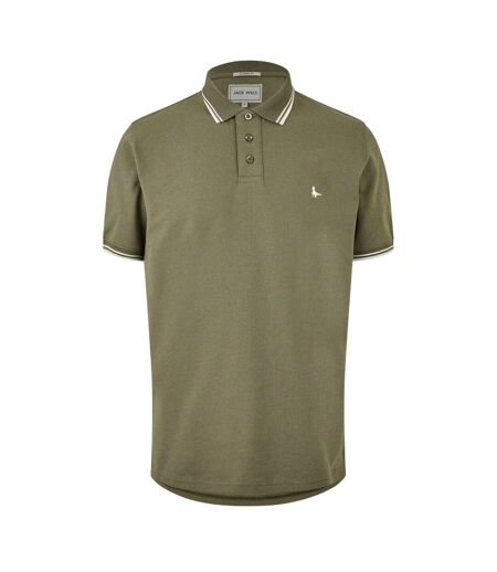 Polo Motif/style Rayure Contrastée Sur Bord Edgeware Homme Kaki Jack Wills