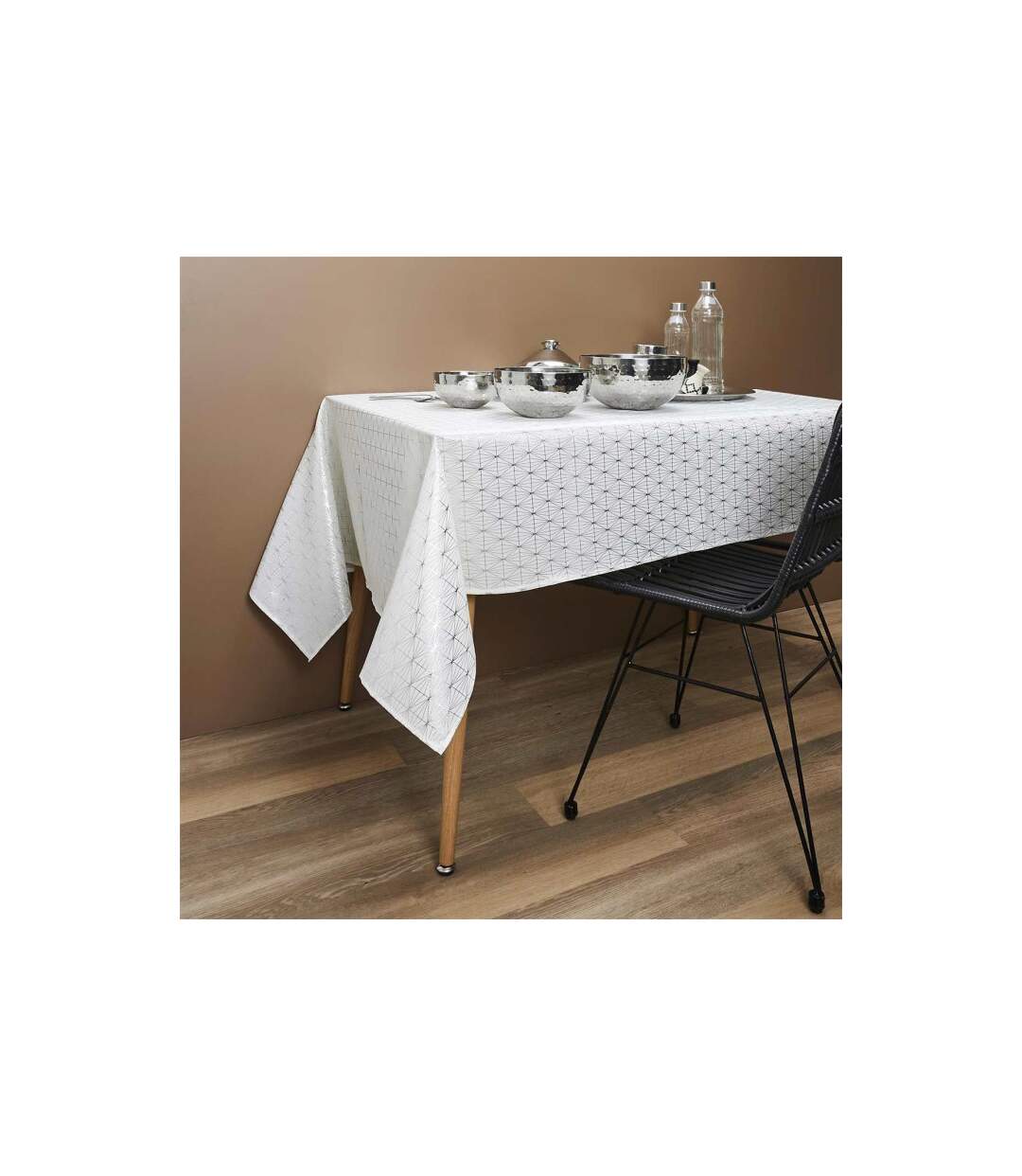 Nappe Rectangulaire Géométrique 140x250cm Argent-1