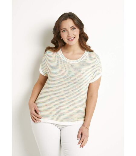 Pull doux col rond sans manches effet rayé