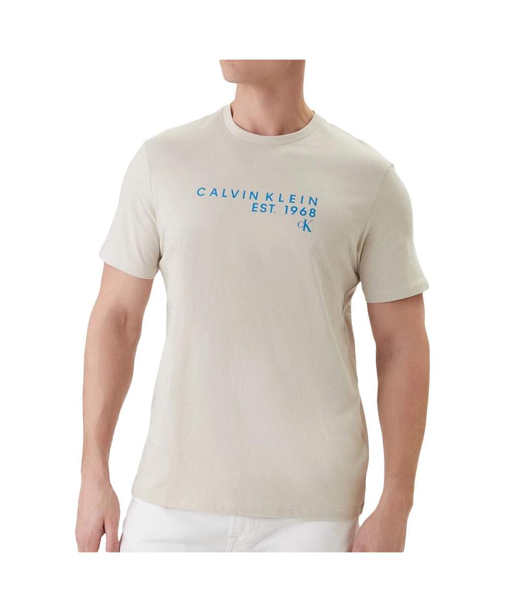 T-Shirt beige homme calvin klein jeans wholesale-1