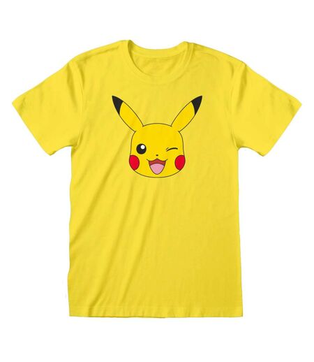 Pokemon Unisex Adult Pikachu Face T-Shirt (Yellow)