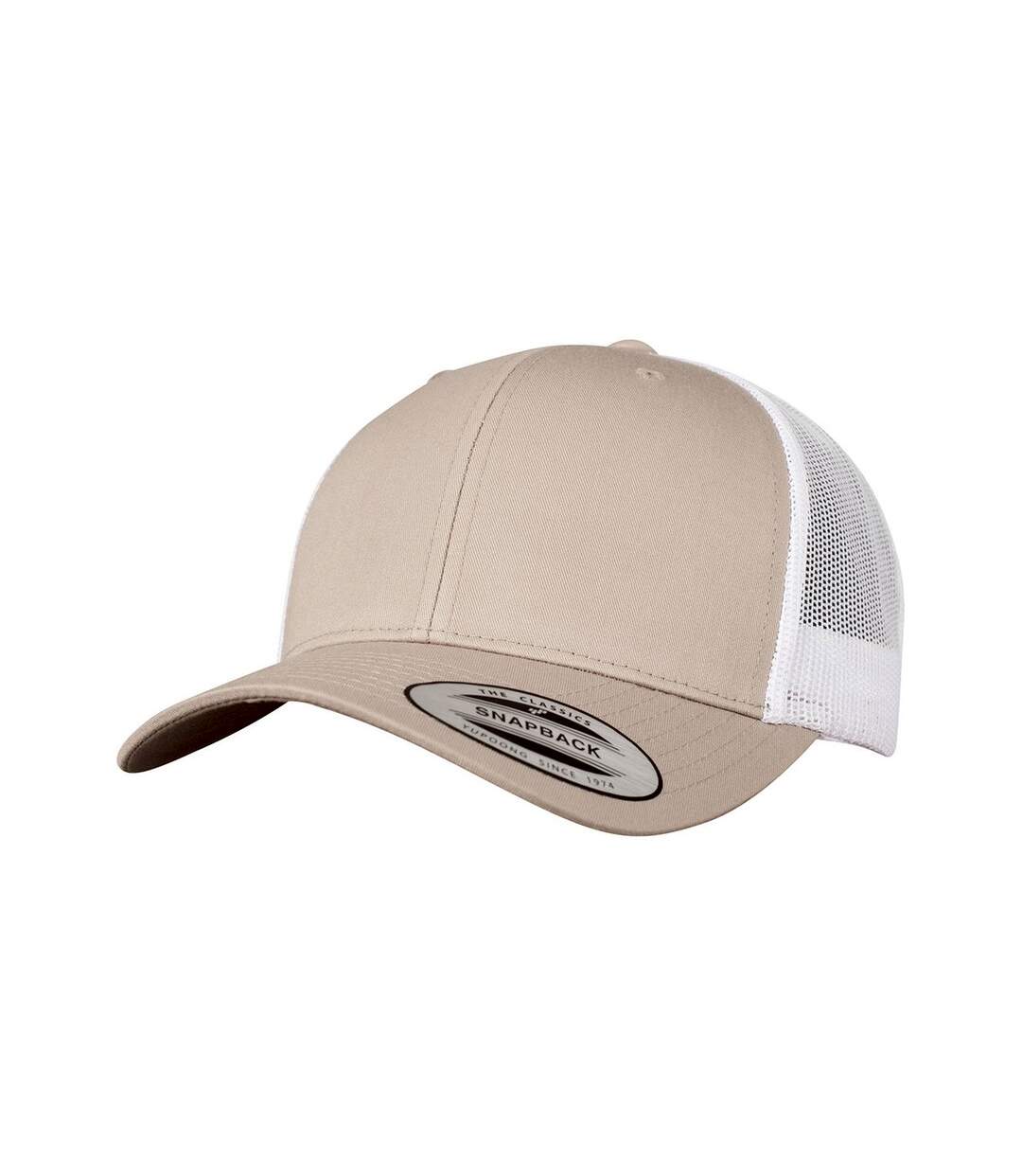 Casquette trucker retro adulte kaki / blanc Flexfit-1