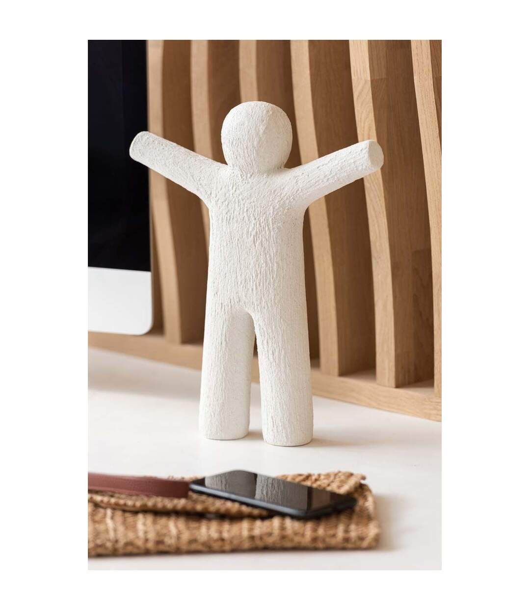 Statuette Déco P'tit Maurice Rugueux 41cm Blanc-3