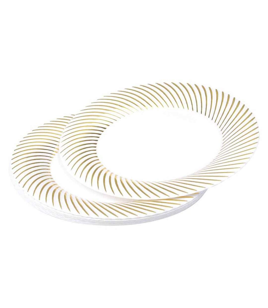 Lot de 6 Assiettes en Plastique Réutilisable Ava 23cm Blanc & Or-1