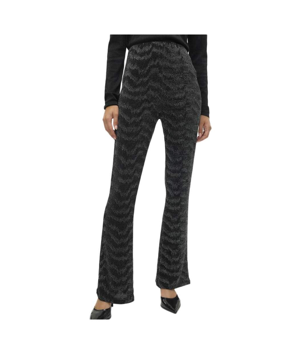Pantalon noir/argenté femme vero moda lucy hw glitter-1