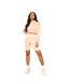 Sweat Court À Capuche Femme Beige NVME-3