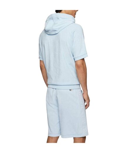 Mens Sealy 09 Hooded Short-sleeved Sweatshirt Light Blue Boss