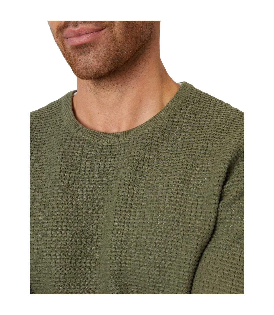 Mens Yarra Textured Regular Jumper Olive Threadbare-4