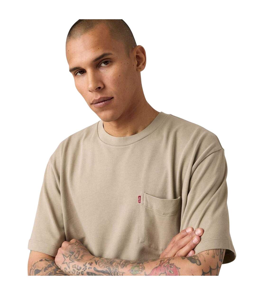 Mens Classic Heavyweight Pocket T-shirt Khaki Levis-3