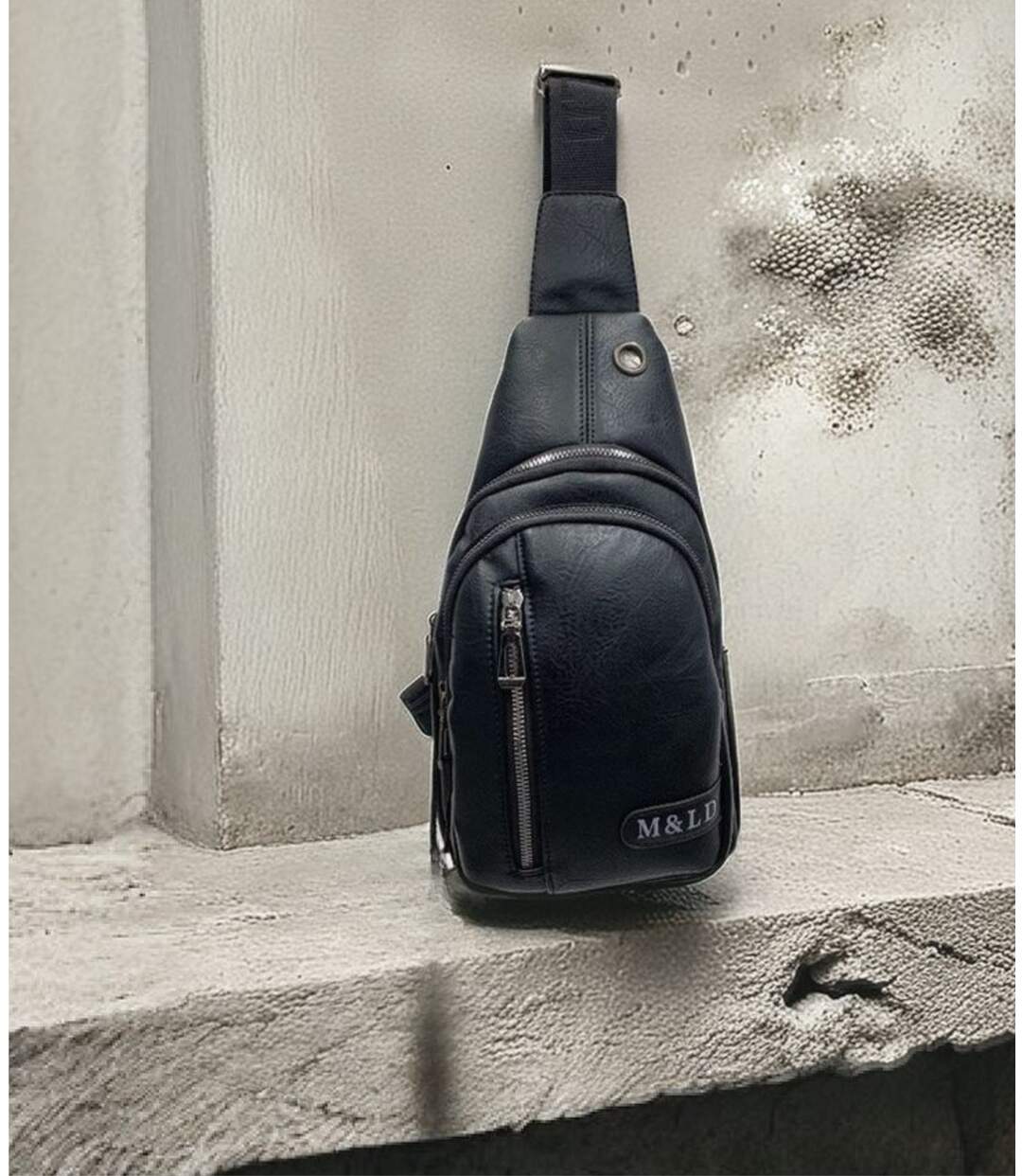 Sac body-bag en simili cuir noir pour homme - Elégance décontractée avec poches multifonctions-5