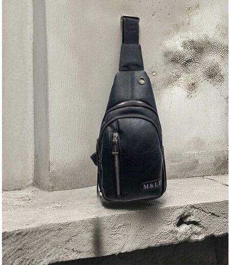 Sac body-bag en simili cuir noir pour homme - Elégance décontractée avec poches multifonctions