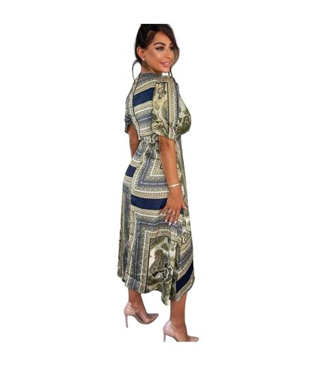 Robe Portefeuille Motif/style Imprimé Foulard Femme 36 Fr Vert Kaki Imprimé Ax