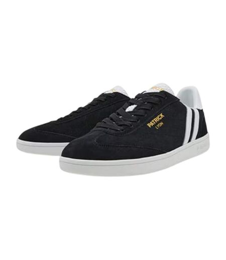 Mens Lyon Leather Cupsole Trainers Black White Patrick