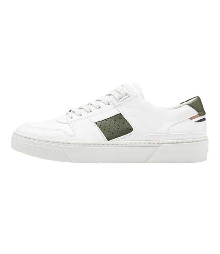Mens Gary Logo Leather Tennis Trainers White Boss