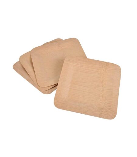 Lot de 4 Assiettes Carrées Bambou 23cm Naturel